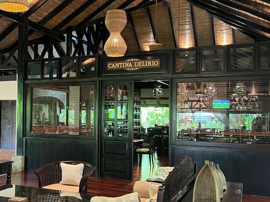 Interior of Kantina Delirio restaurant at Rio Celeste Hideaway