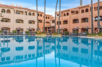 Los Amigos Beach Club Outdoor Swimming Pool with Palm Trees in t