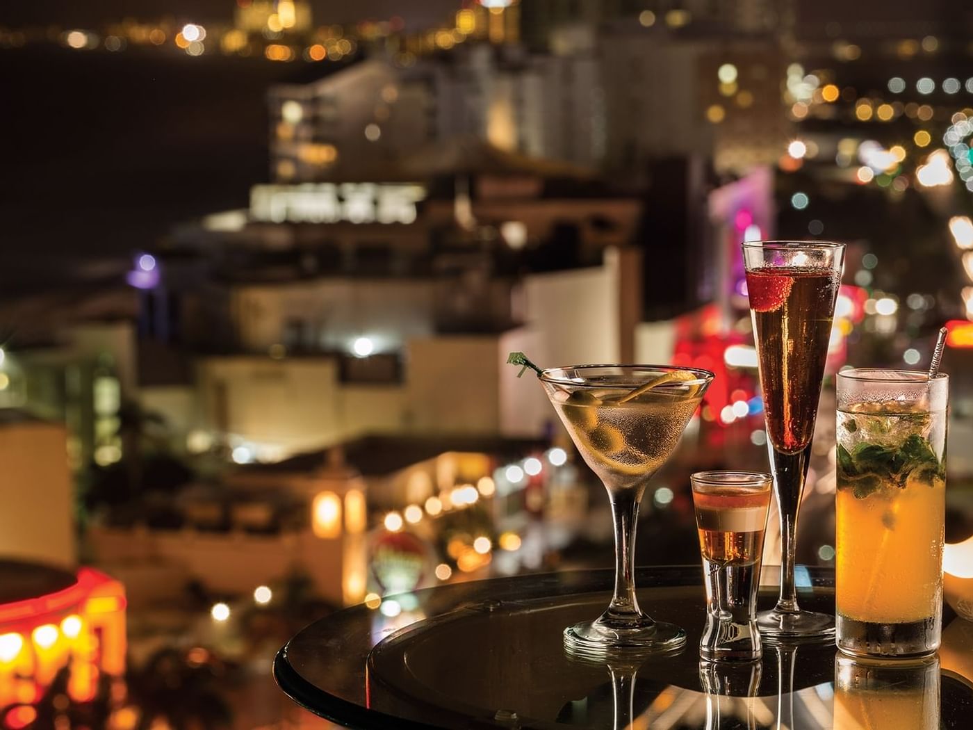 Closeup of Cocktails in Tuscany Trattoria at GFA Hotels