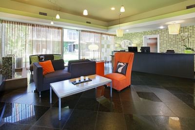 Interior of the Lobby with lounges at 7 Springs Inn & Suites