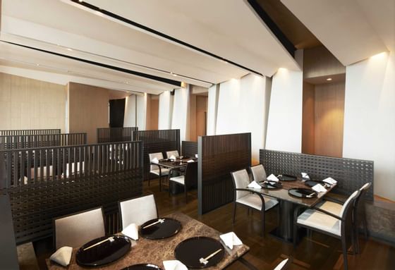 Interior of the Yamazato restaurant at Okura Prestige Hotel