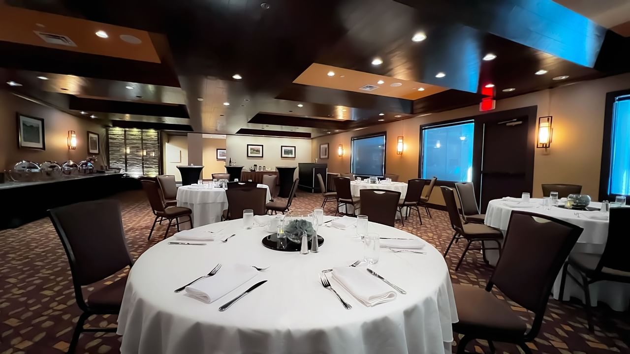 Round tables in vintage room