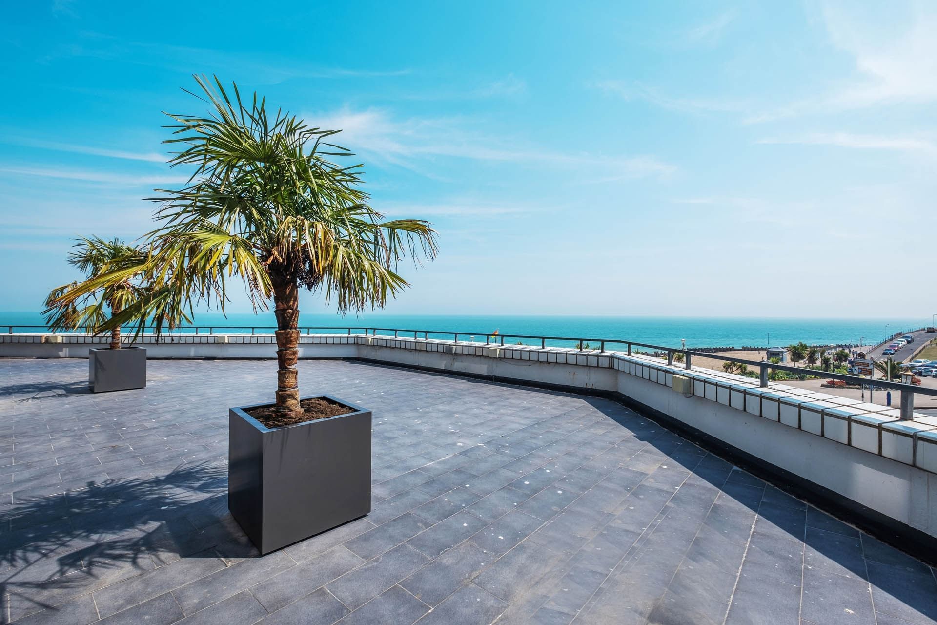 Terrace with sea view from The View Hotel Eastbourne