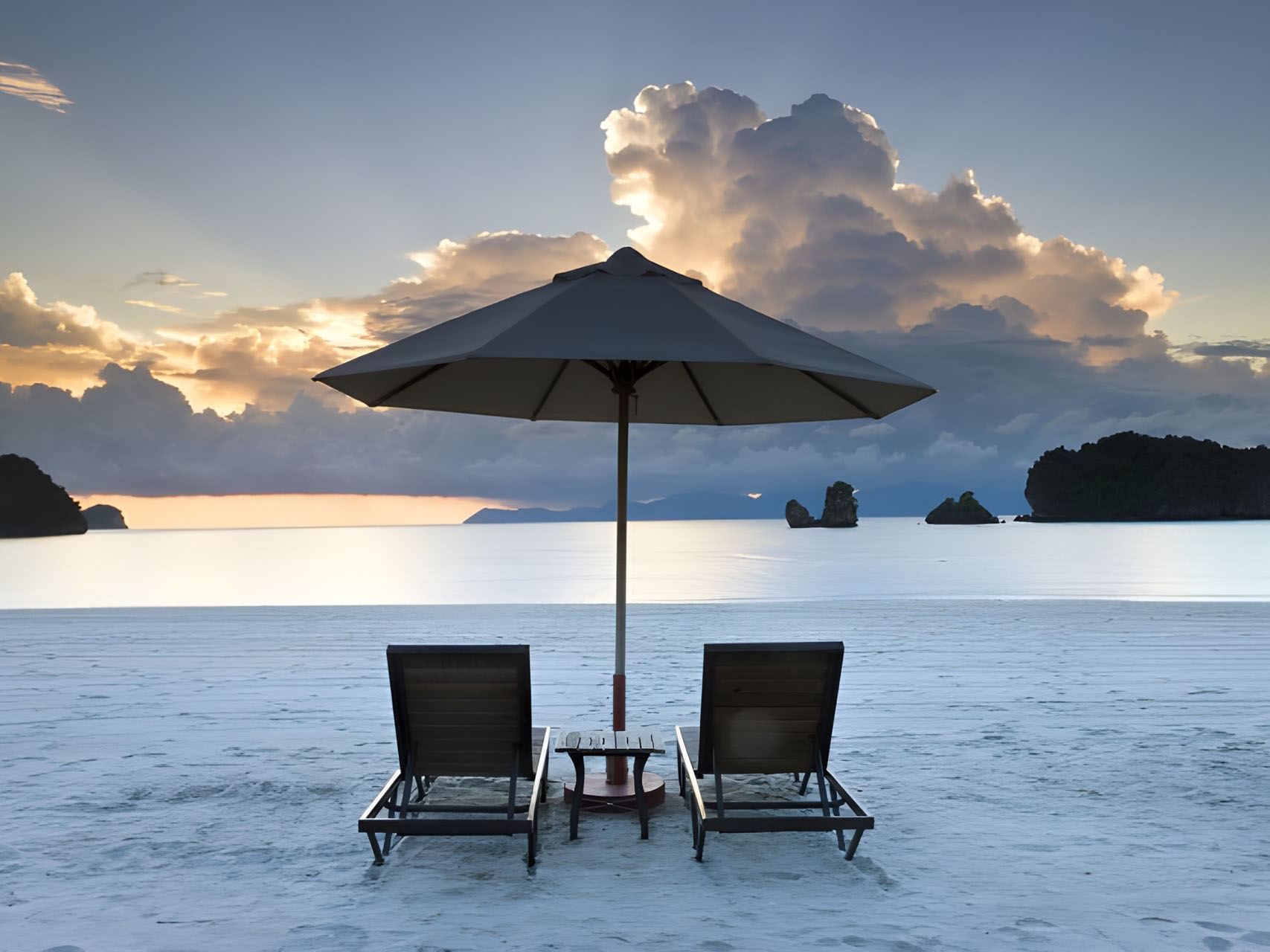 Two Loungers by the beach at Tanjung Rhu Resort Langkawi