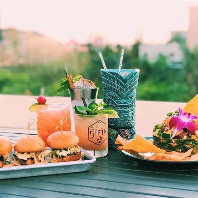 A selection of food and drinks on a table
