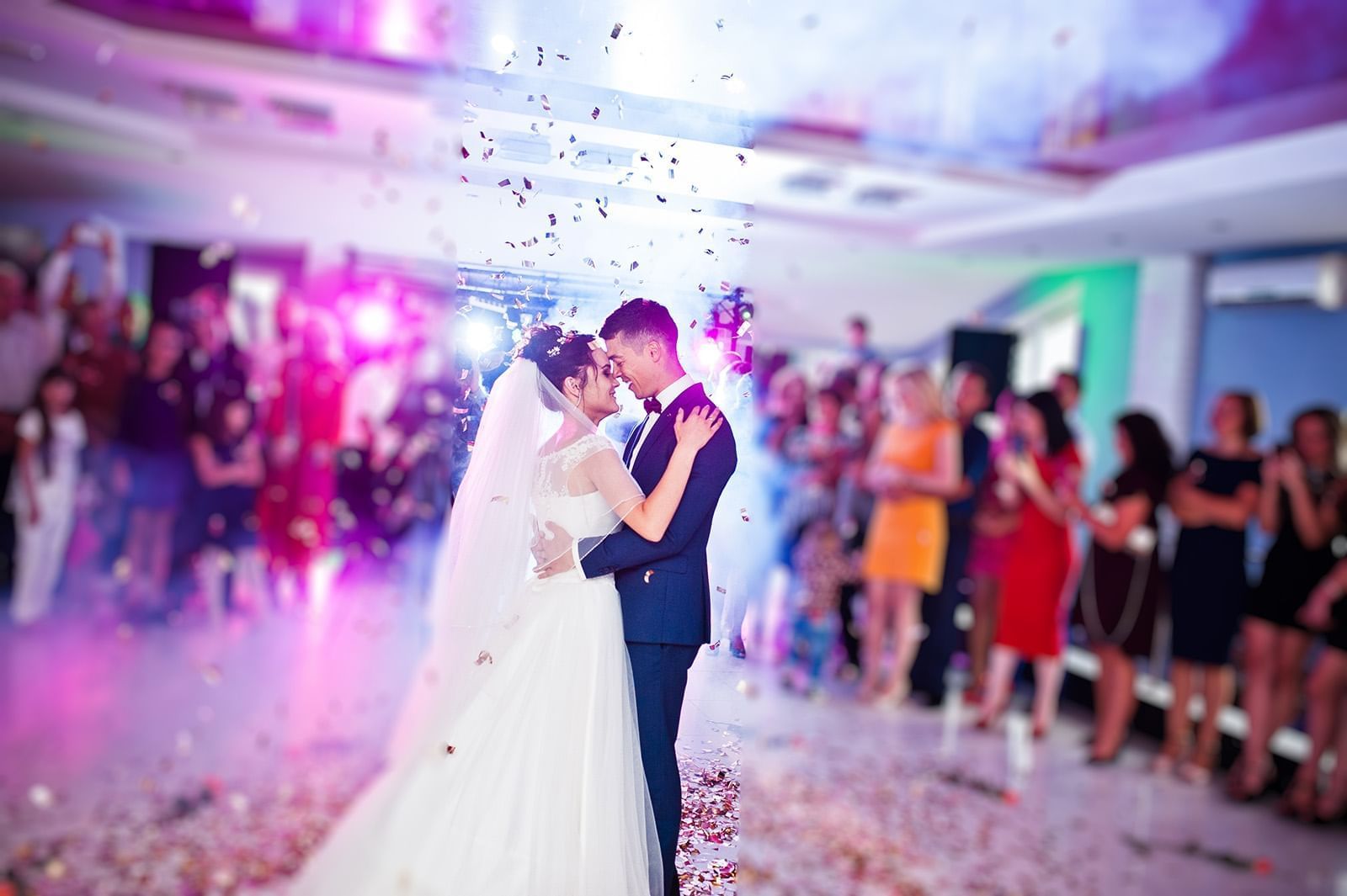 Newly married couple on dance floor