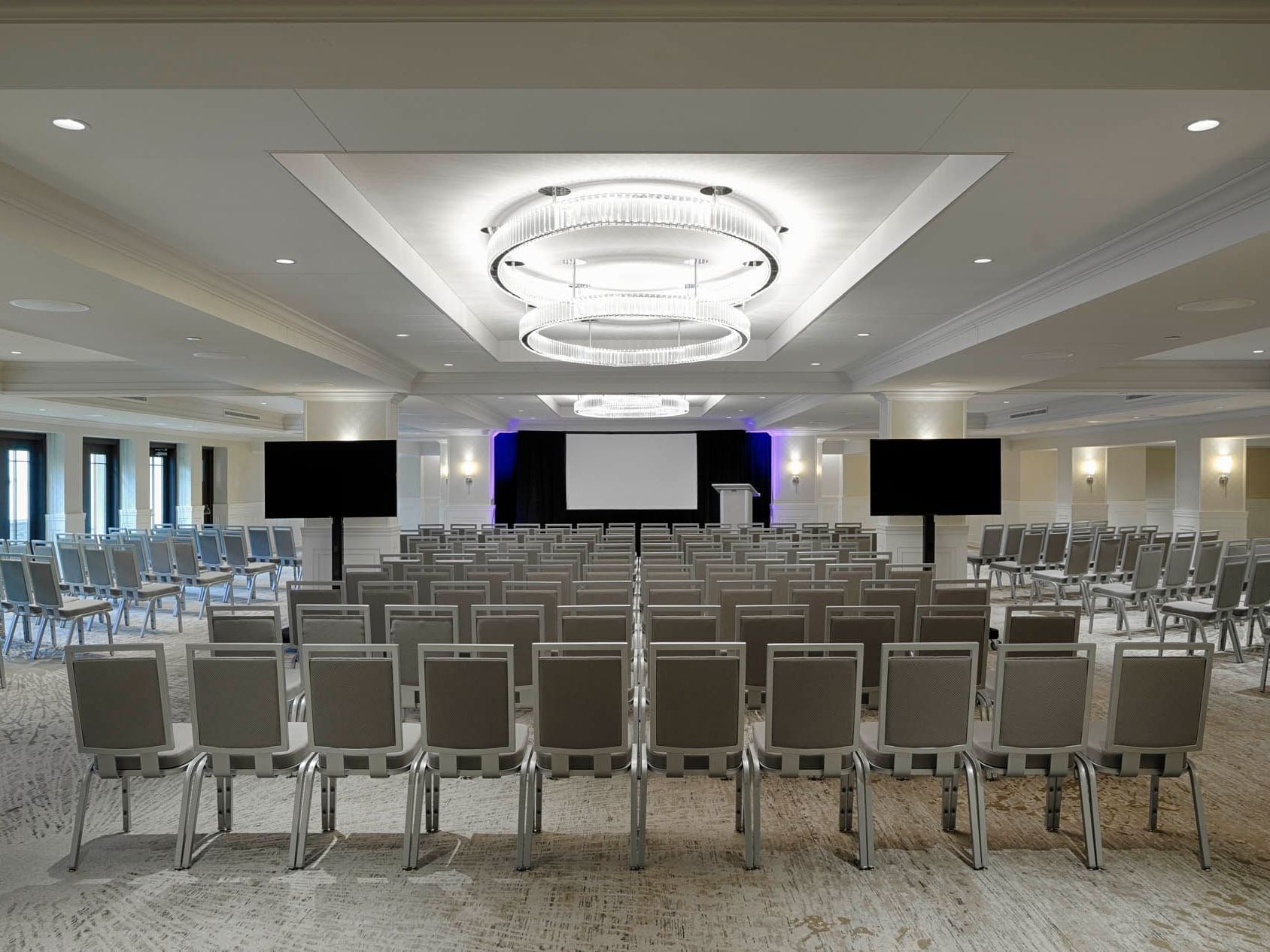 Classroom type meeting setup in an event hall at Kingsley