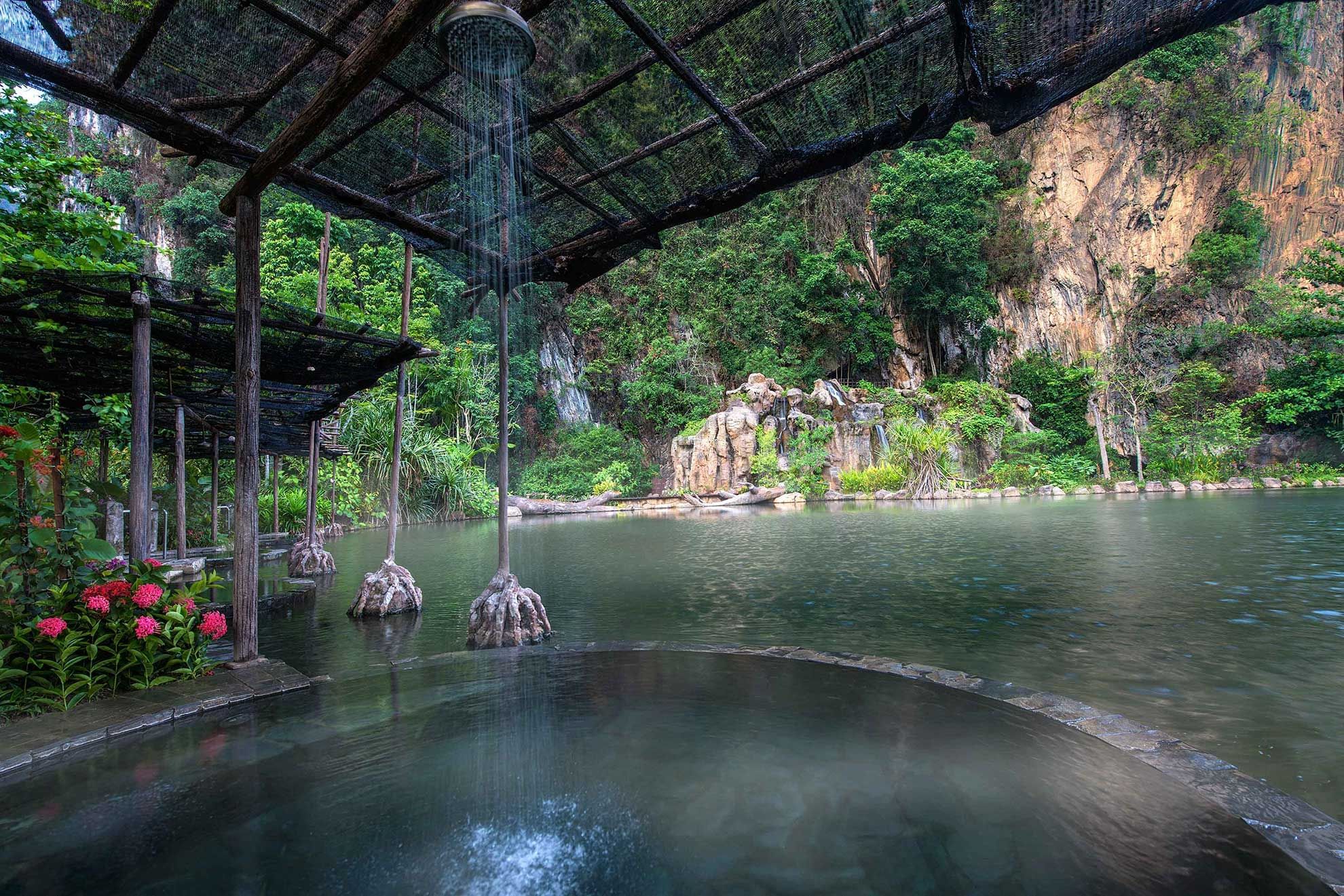 Landscape view of the Geothermal Pool at The Banjaran Hotsprings Retreat
