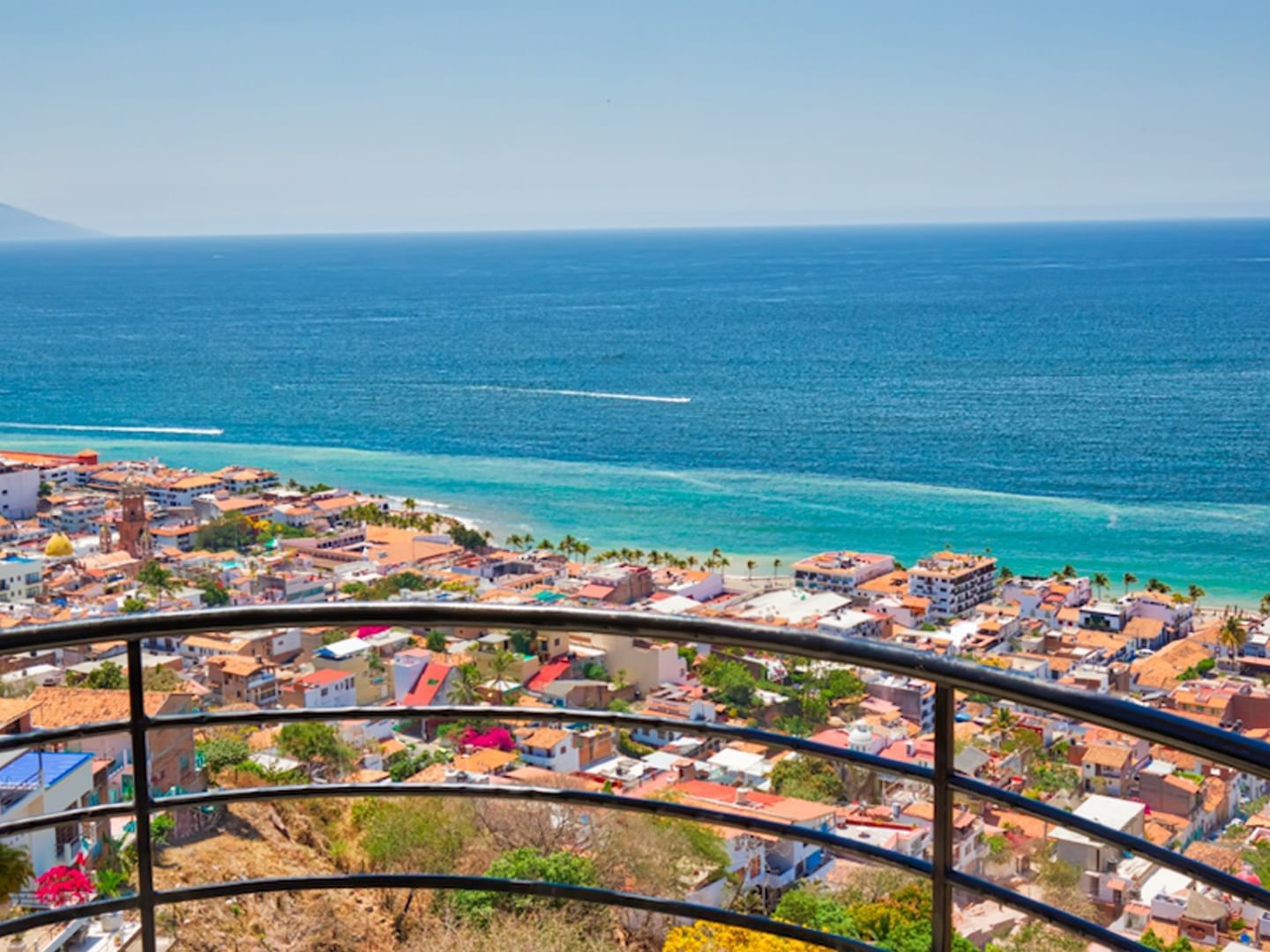 Distance view of the sea from the Hill of the Cross Viewpoint near Plaza Pelicanos Club Beach Resort