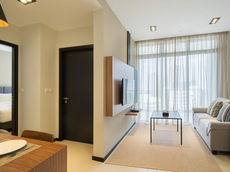 Living area in 1-Bedroom Apartment at Momentus Novena