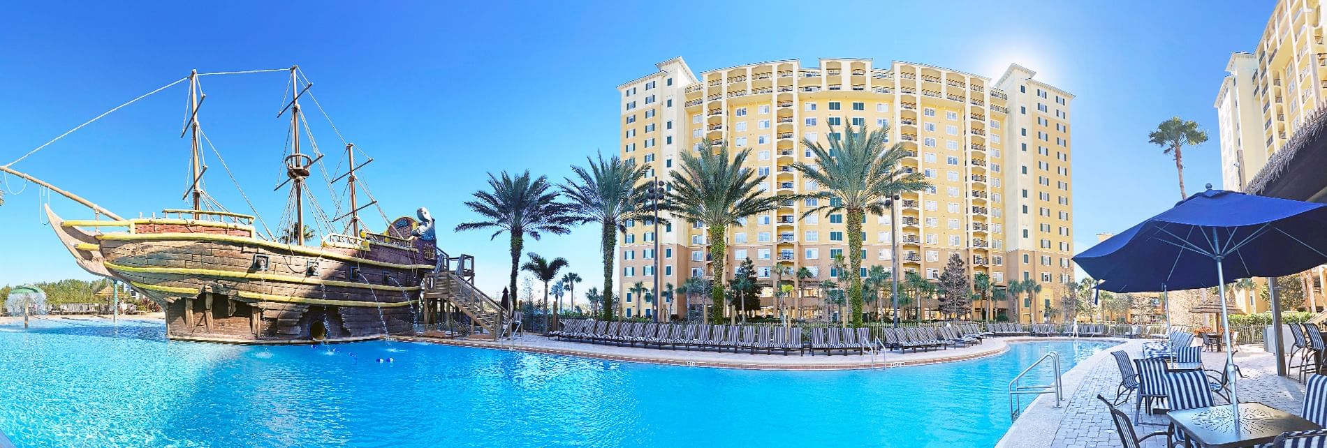 Pirates Plunge Pool with sun loungers at Lake Buena Vista Resort Village and Spa