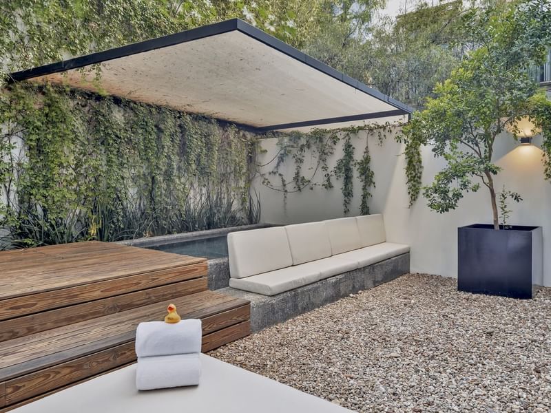 Outdoor spa beds in Zen Suite at Live Aqua Resorts
