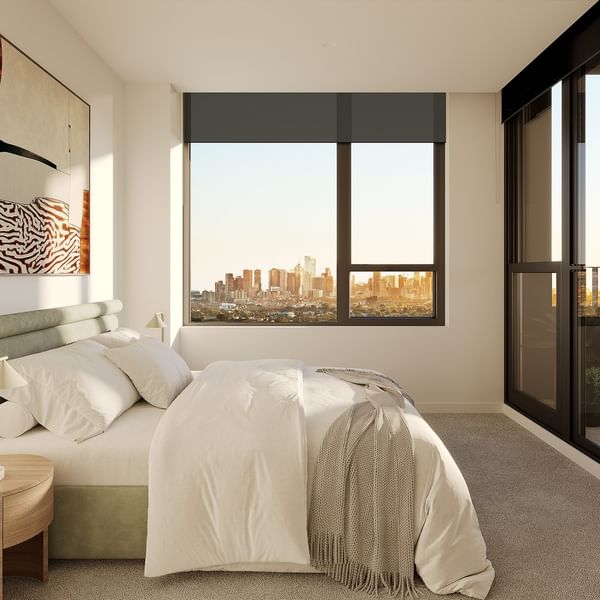 Bedroom with city views