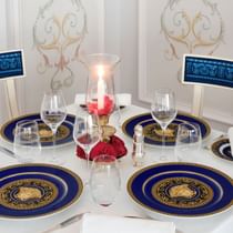 Candle light dining table in Vanitas at Palazzo Versace Dubai