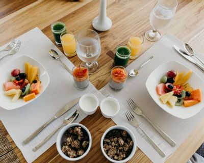 Close up on plated fruits on a table at Retreat Costa Rica