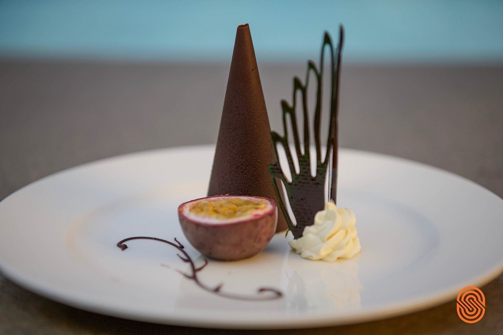 Closeup of a dessert served at Lake Kivu Serena Hotel