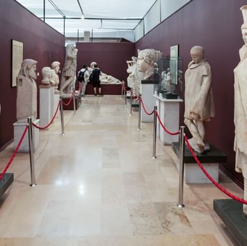 Statues lined in the Archaeological Museum near Titanic Port Bakirkoy