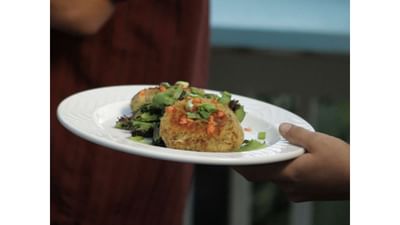 Close-up of person holding a dish at Catalina Island Company