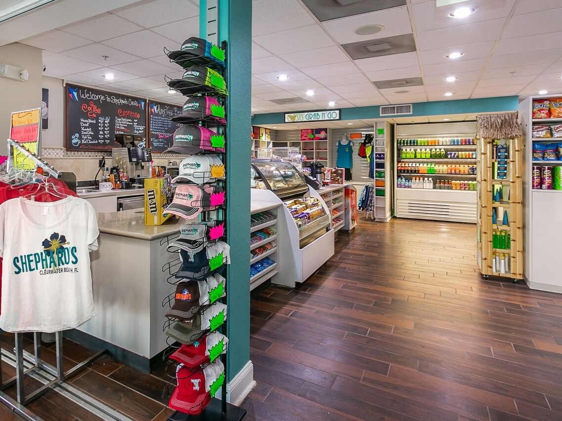 Interior view of Oasis Grab n Go at Shephard's Beach Resort 