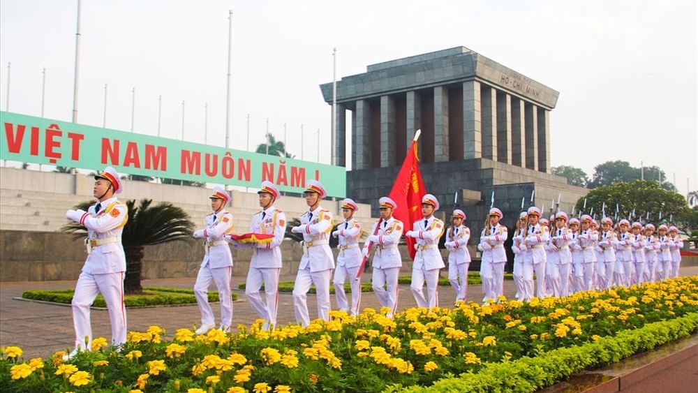 A parade in Ho Chi Minh's Mausoleum near Sunway Hotel Hanoi