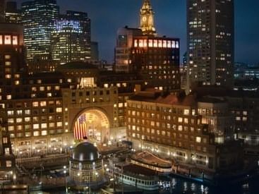 Night view of the Boston Harbour Hotel