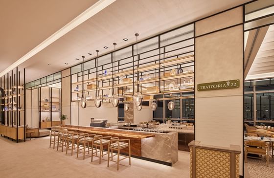 Cafe with counter & stools in Trattoria@22 restaurant at Eastin Grand Hotel Phayathai