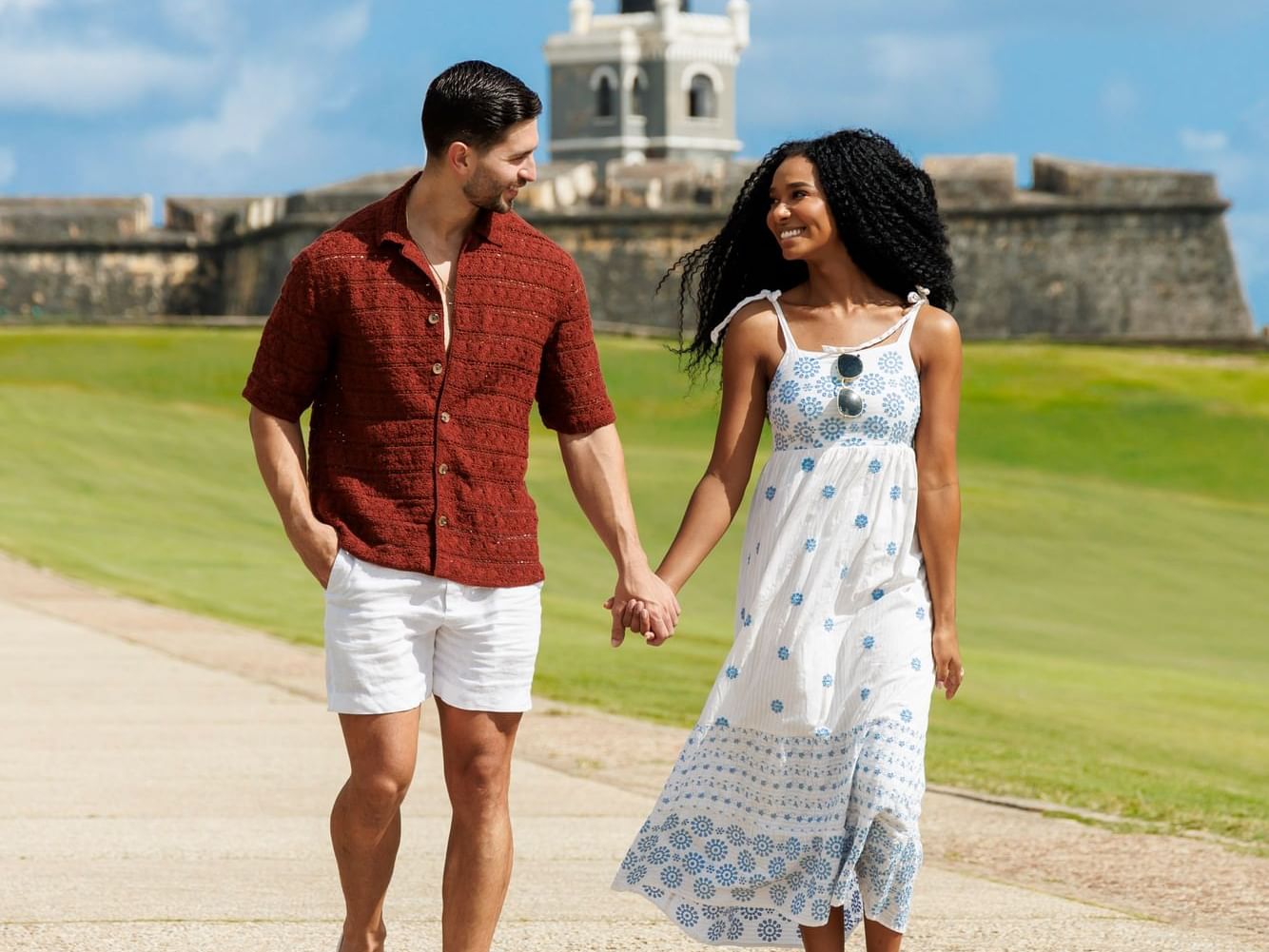 couple walking at El Morro