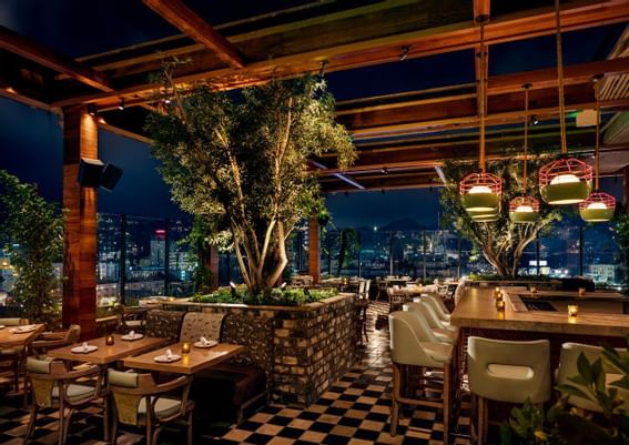 Bar & dining area of the Highlight Room at Dream Hollywood LA 