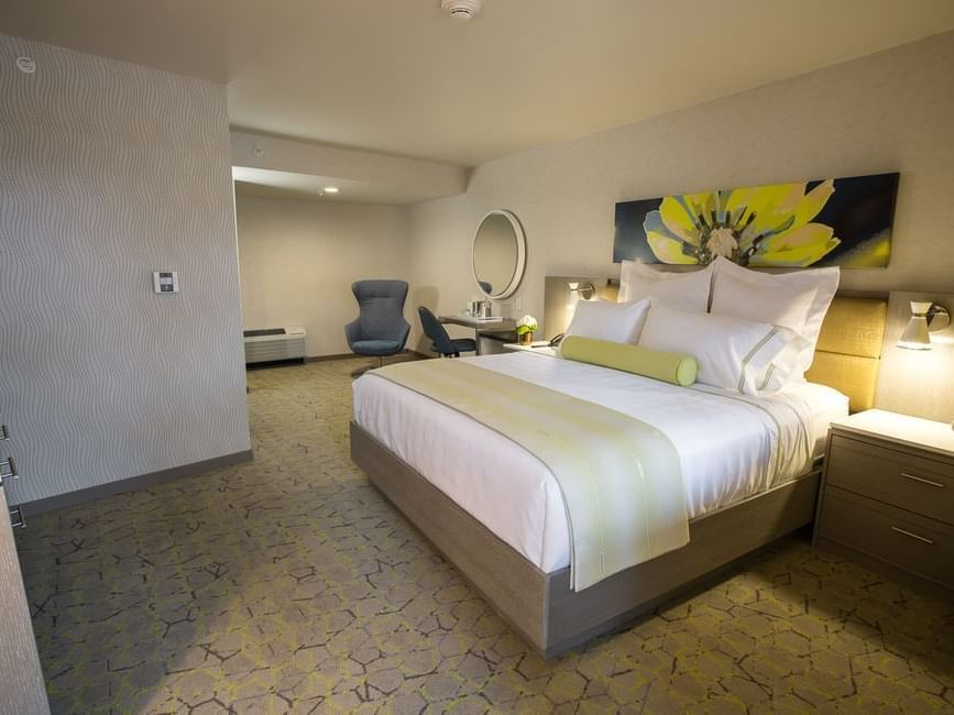 a bed in a hotel room