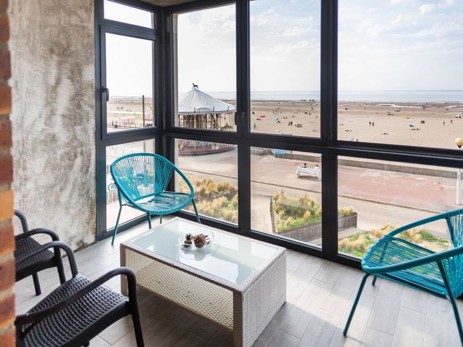 Lounge with beach view in Hotel Neptune at The Originals Hotels