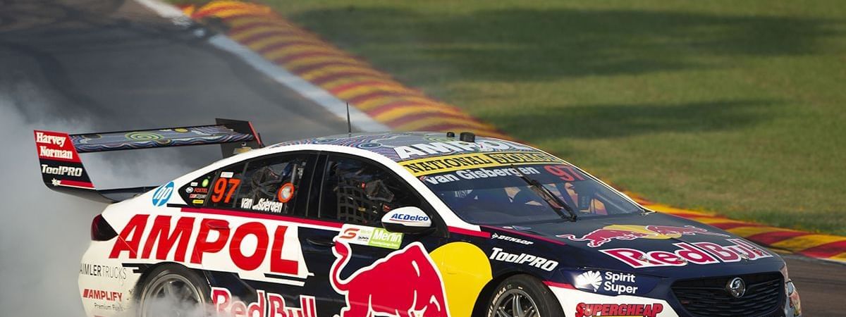 A race car with Red Bull and Ampol branding near Darwin Airport Hotels