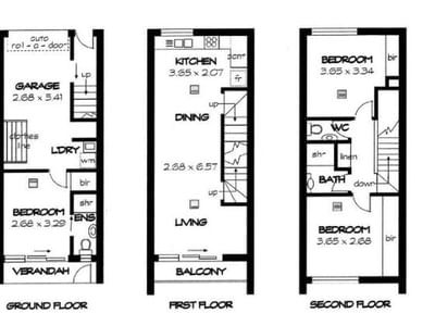 3 Bedroom, 1 Bathroom Floor Plan