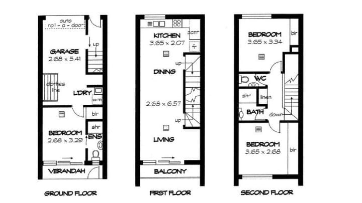 3 Bedroom, 1 Bathroom Floor Plan