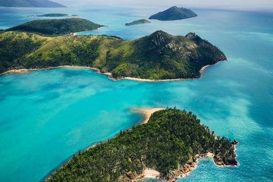 Aerial view of islands in the ocean near Daydream Island