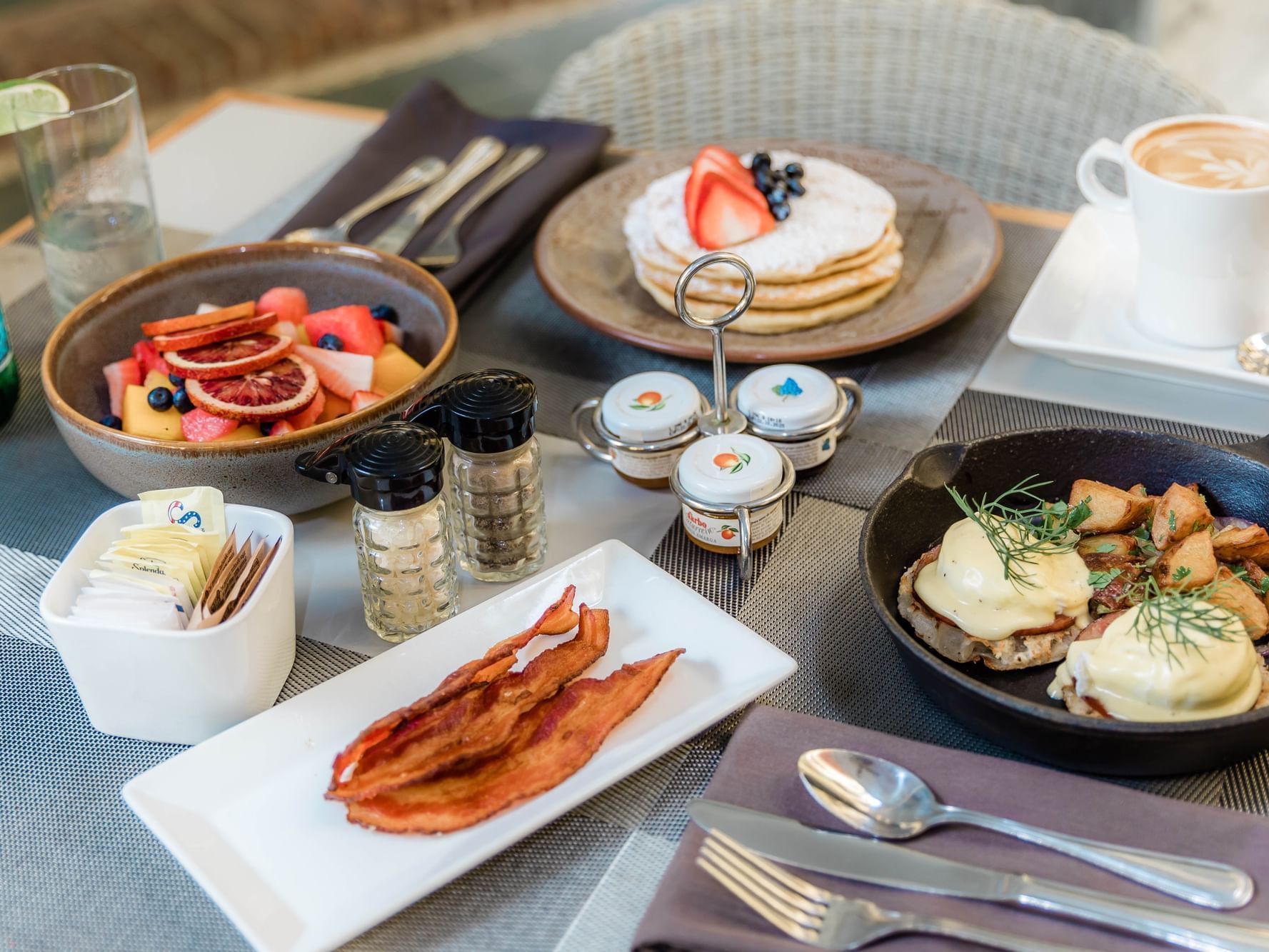 Close-up of Breakfast served on a table at Hotel El Convento