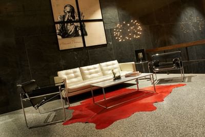 Lobby area with a broad couch