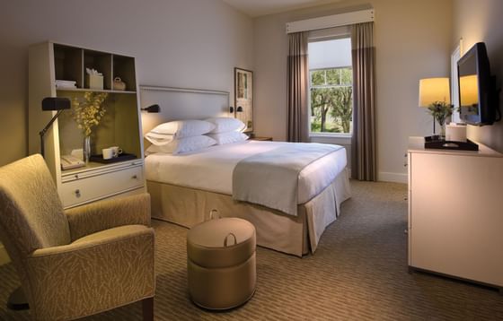 Bed in hotel room
