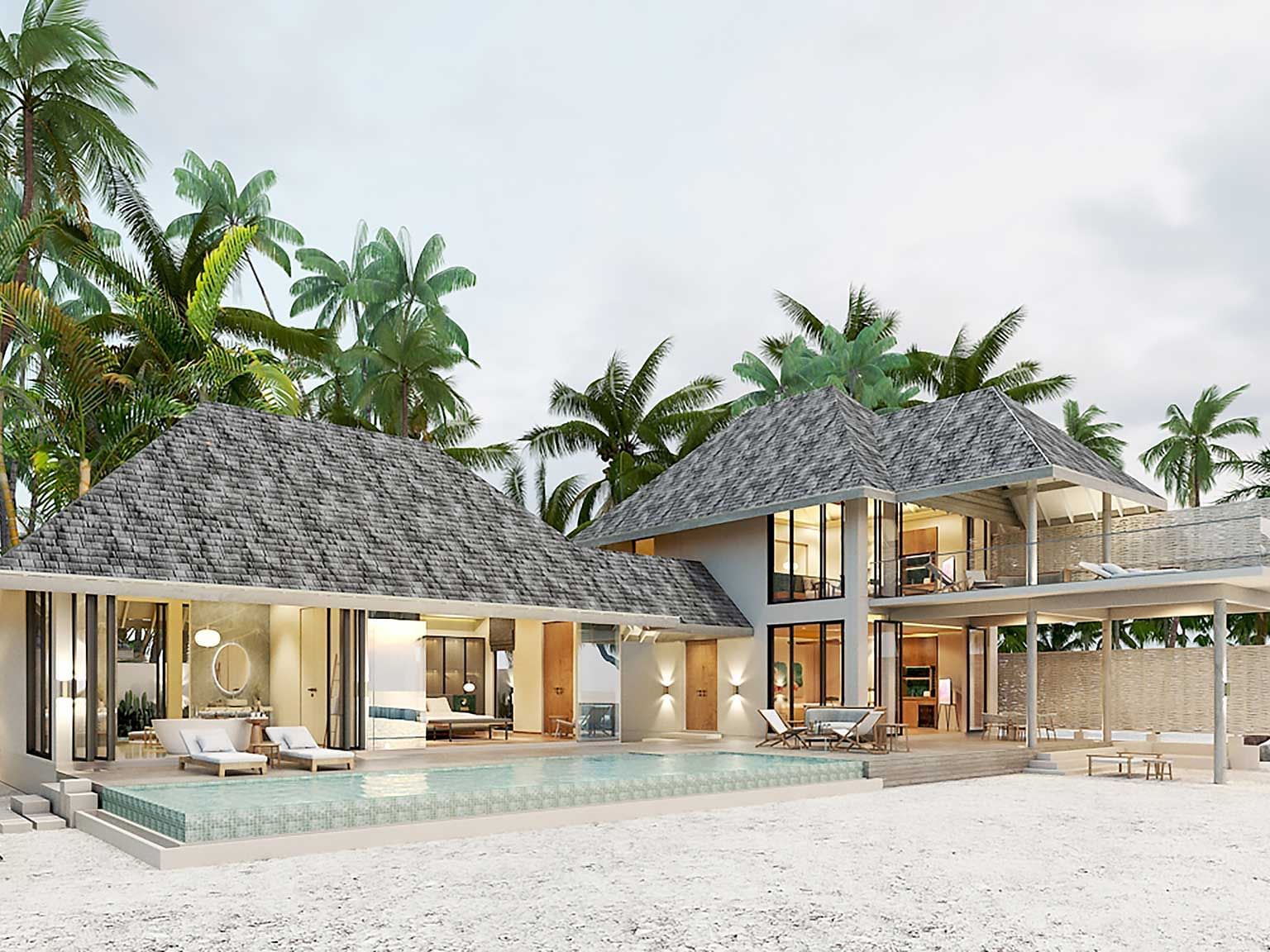 Exterior view of 2-Bedroom Beach Residences with Private Pool in Ananea Madivaru Maldives