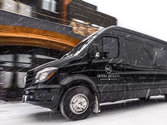Shuttle service vehicles during the winter at Hotel Jackson