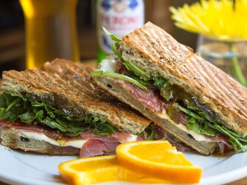 Close up on sandwich plated well at The La Pensione Hotel