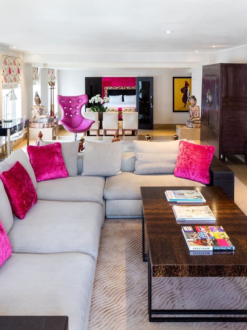 Lounge area in The Schiaparelli Suite at May Fair Hotel London