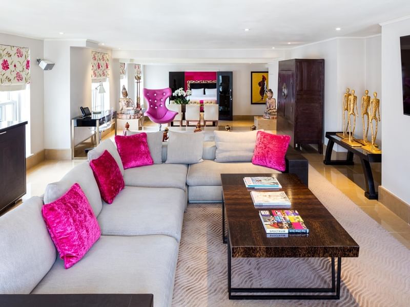 Lounge area in The Schiaparelli Suite at May Fair Hotel London