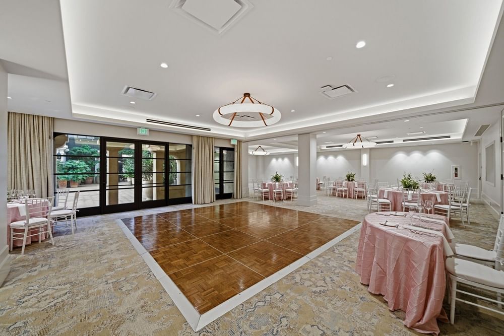 wedding and dance floor set up at el PRADO