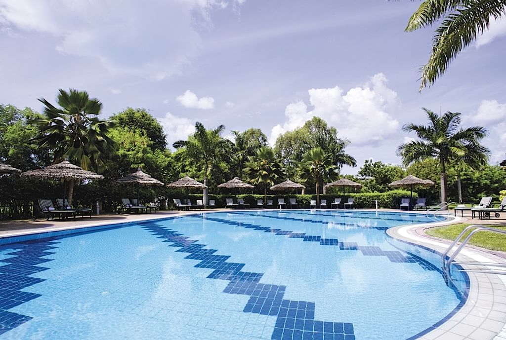 View of the hotel swimming Pool at Dar Es Saalam Serena Hotel