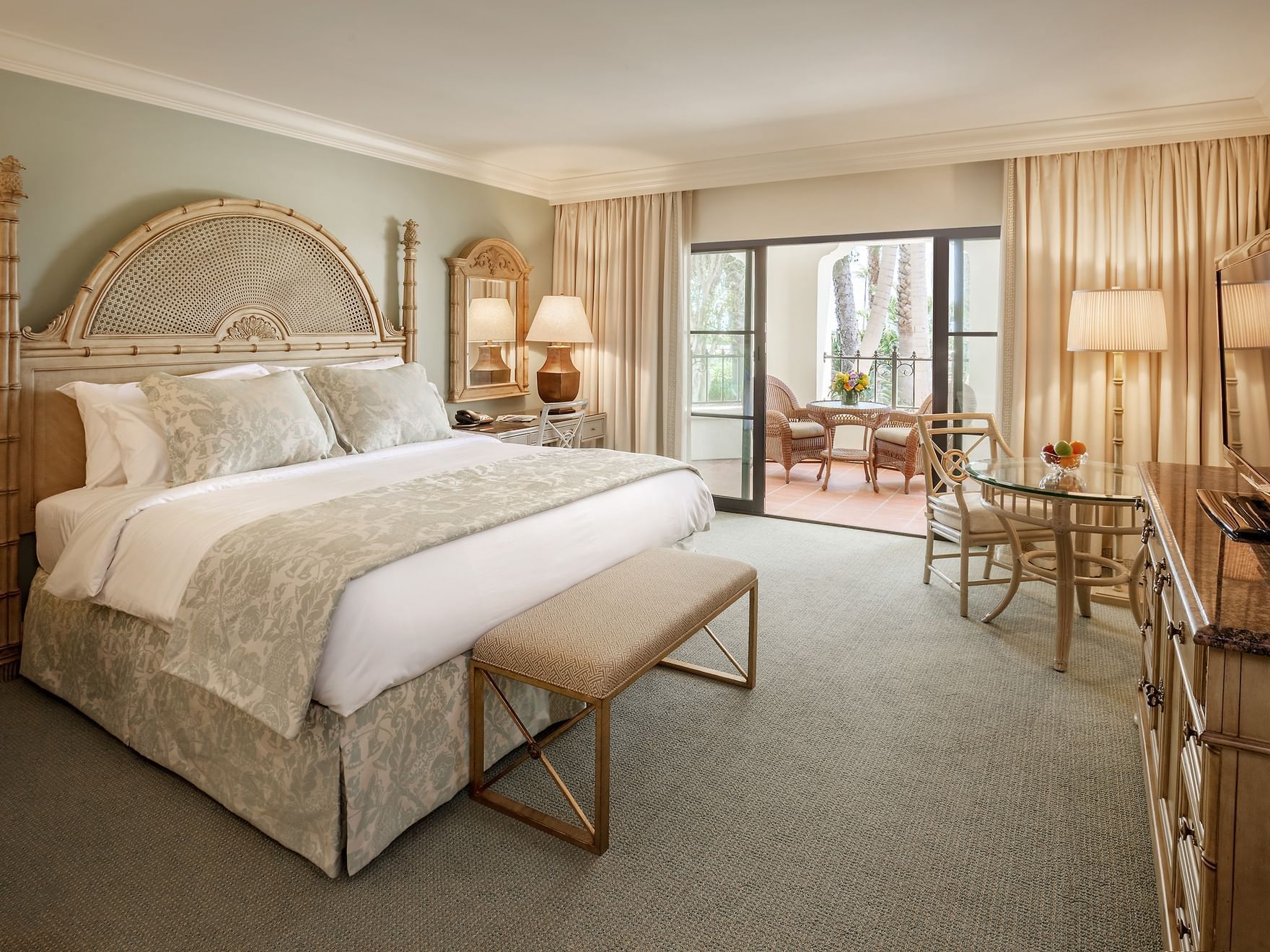 Interior of the Ground Ocean King bedroom at Santa Barbara Inn