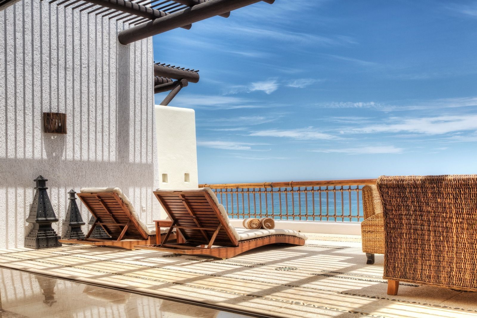 Sun lounges at a Presidential Suite in Marquis Los Cabos