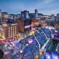 Aerial view of Quartier des Spectacles near Travelodge Montreal Centre