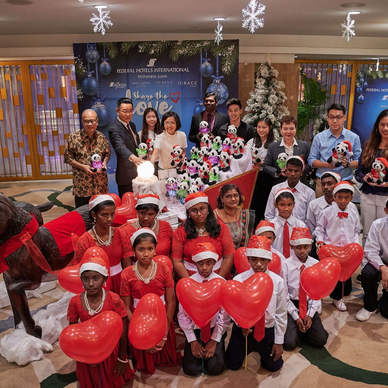 Children gathered for an event at Federal Hotels International