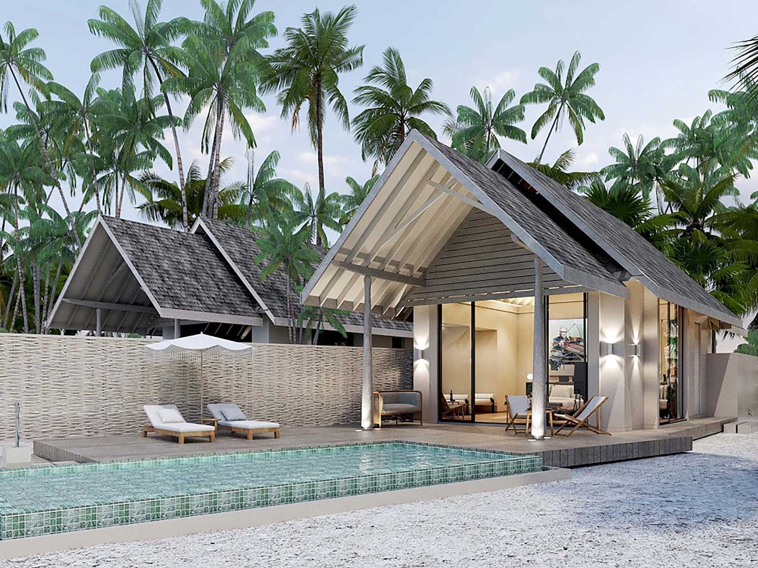 Exterior view of Beach Pool Villas in Ananea Madivaru Maldives