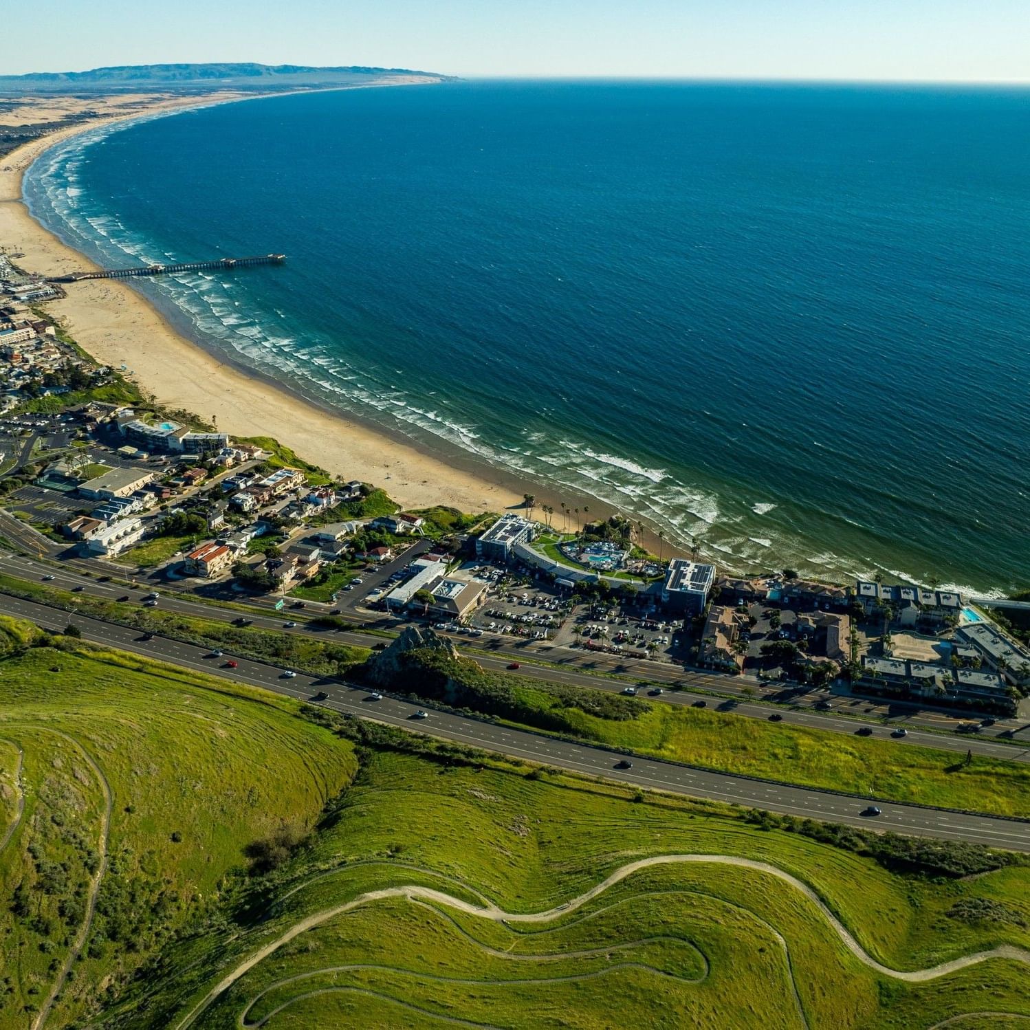 Aerial view of Pismo Beach and Pismo Preserve